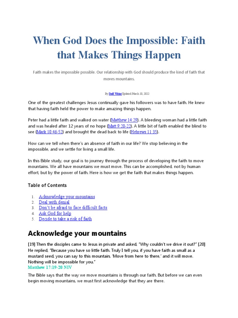 When God Does The Impossible Download Free Pdf Faith Abraham