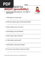 MIGHT (Possibility) : Questions About You