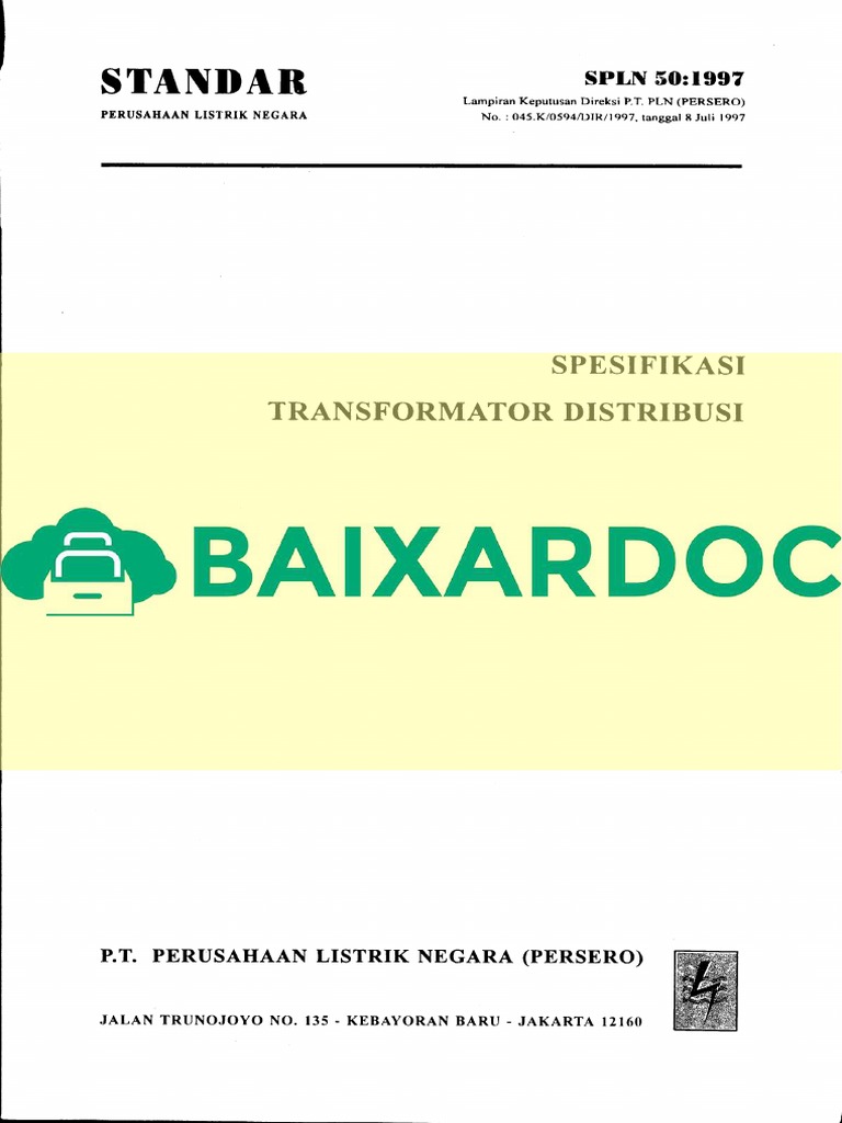 SPLN 50 1997 Spesifikasi Trafo Distribusi | PDF