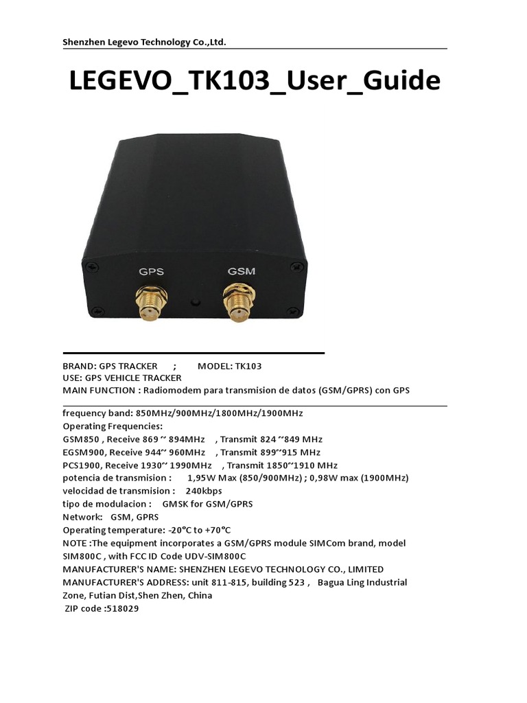 GPS Tracker TK103 User Guide | PDF | General Packet Radio Service ...