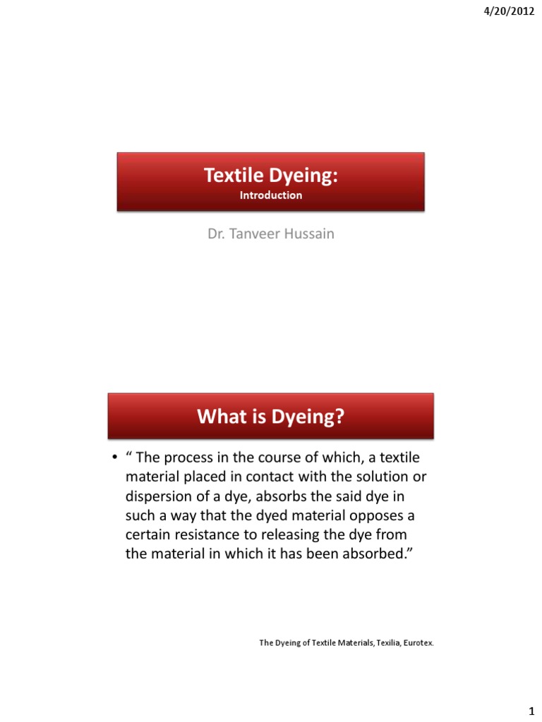 Dyeing Techniques in Textiles by Dr. Hussain | PDF | Polymers | Dye