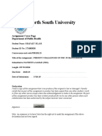 North South University: Assignment Cover Page Department of Public Health