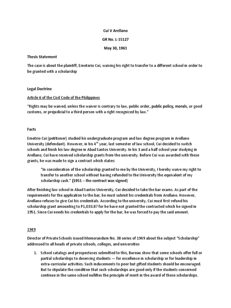 Cui v arellano gr no l 15127 may 30 1961 thesis statement pdf