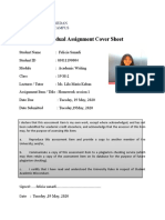 Individual Assignment Cover Sheet for Academic Writing Class
