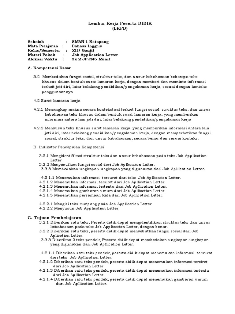 Job Application Letter | PDF