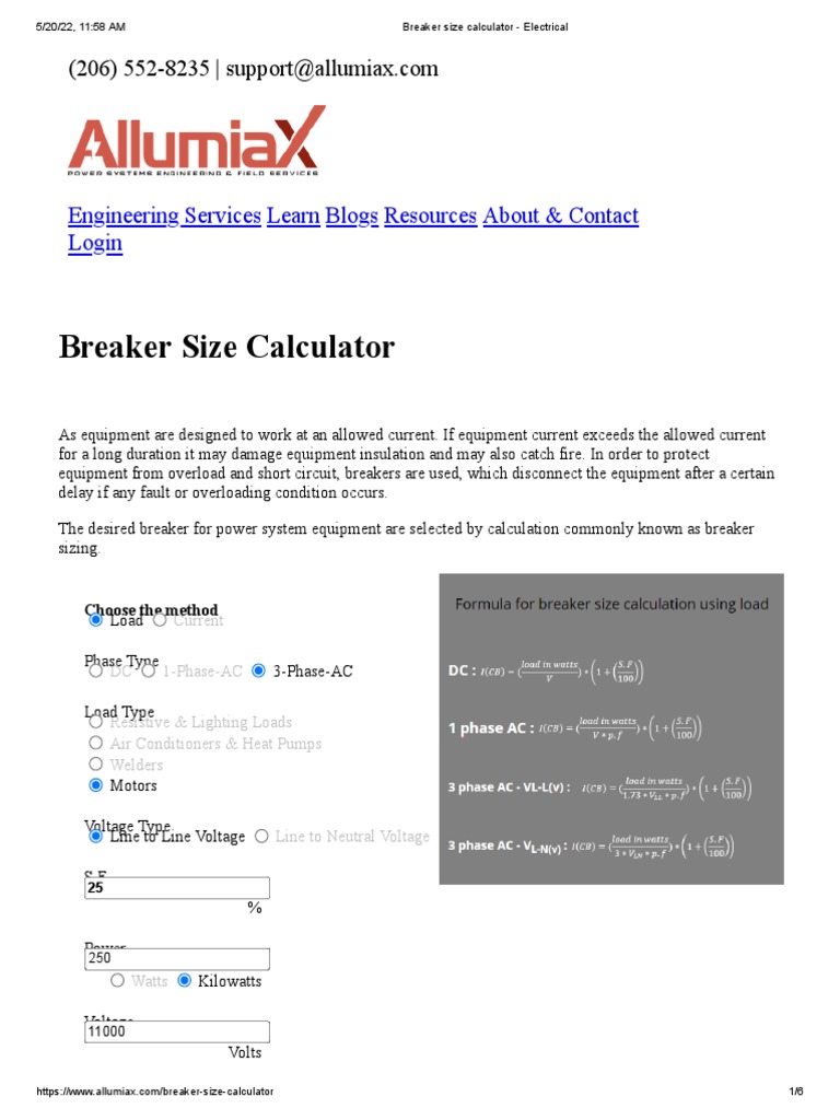Breaker size calculator - Electrical | PDF | Alternating Current | Watt