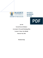 115.759 Current Issues in Business Assessment 2: Personal Positioning Plan Lecturer's Name: Jens Mueller Semester One, 2021