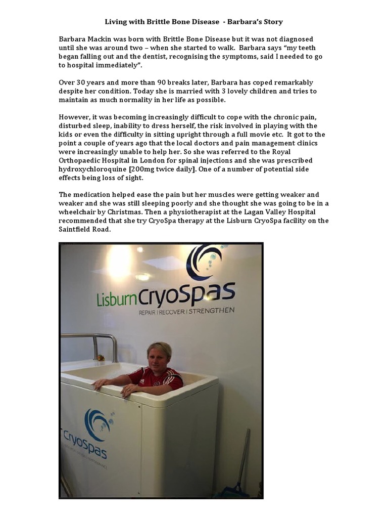 Living With Brittle Bone Disease PDF Pain Physical Therapy