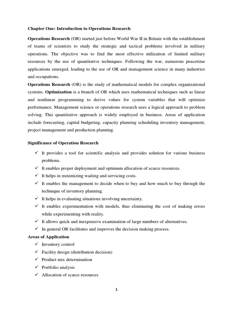 Operations Research 1&2 | PDF | Mathematical Optimization | Linear ...
