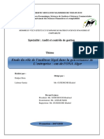 Etude Du Rôle de L'auditeur Légal Dans La Gouvernance