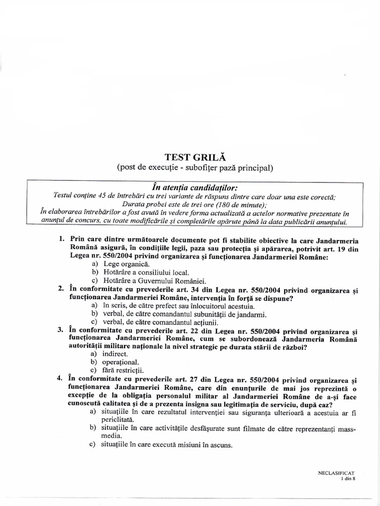 Test-Grila Incadrare-Directa DT2 29.07.2022 | PDF