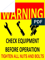 Warning: Check Equipment Before Operation