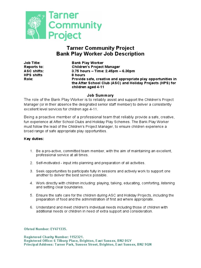 Bank Play worker role PDF