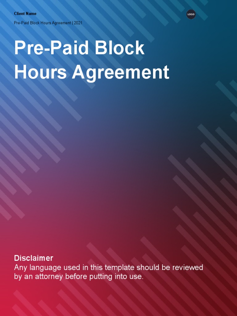 PrePaid Block Hours Agreement Disclaimer PDF Legal Liability