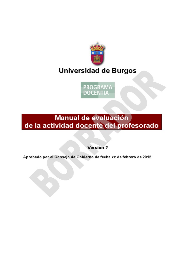 Manual de Evaluación Docente UBU | PDF | Evaluación | Maestros