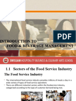 Introduction To Food & Beverage Management
