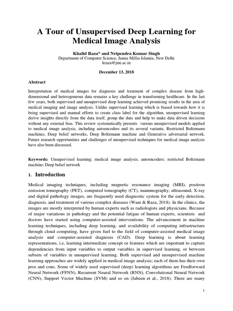Unsupervised Learning in Medical Imaging | PDF | Principal Component ...