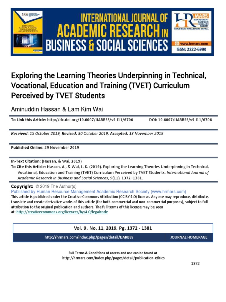 Exploring The Learning Theories Underpinning In Technical Vocational