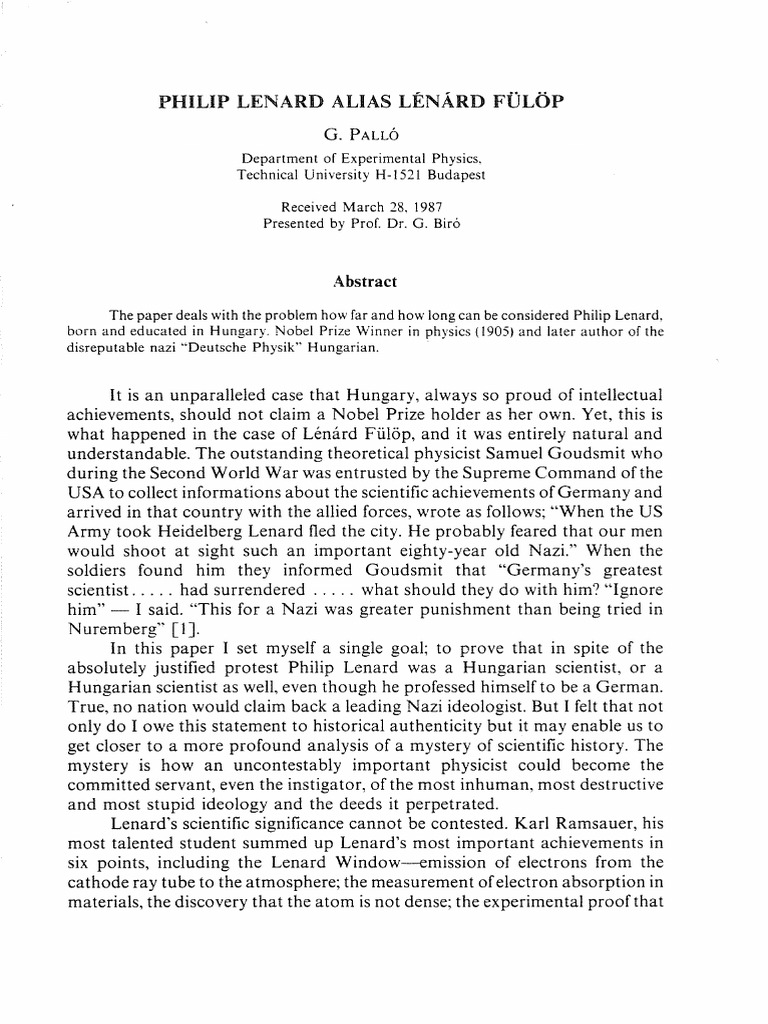 Philip Lenard: A Hungarian Scientist's Legacy | PDF | Hungary | Science