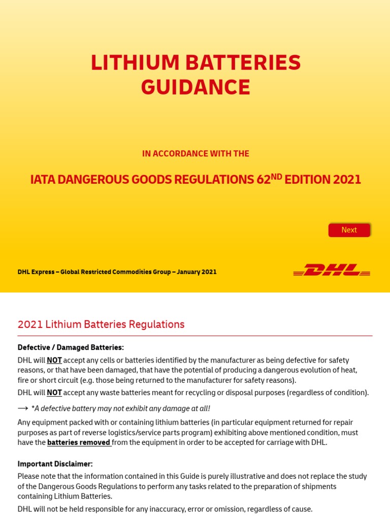 2021 DHL Lithium Battery Shipping Guide | PDF | Cargo | Dangerous Goods