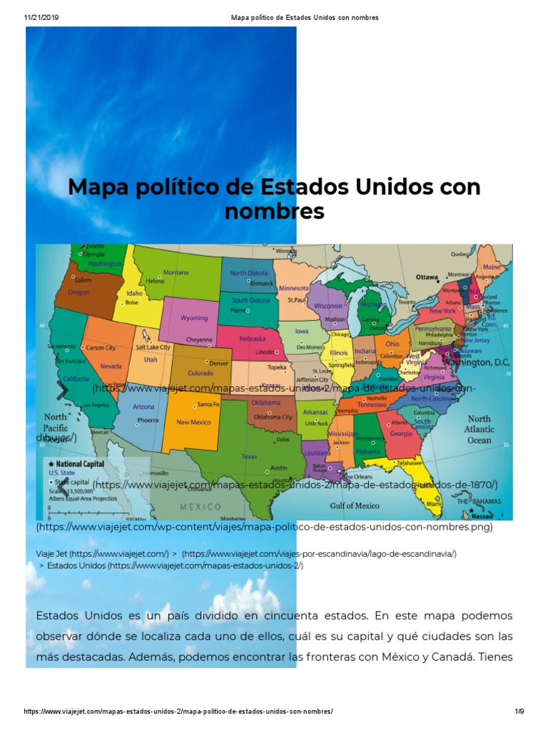 Mapa Político de Estados Unidos Con Nombres | PDF | Cookie HTTP | Red ...