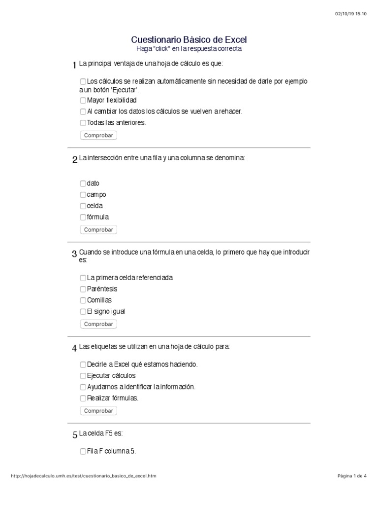Examen de Excel Basico | PDF | Hoja de cálculo | Microsoft Excel