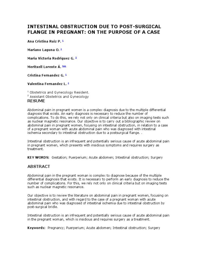 Intestinal Obstruction Due To Post PDF Pregnancy Gastroenterology