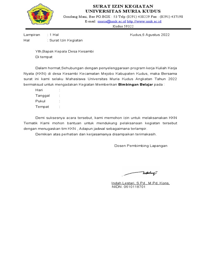 Surat Izin Kegiatan | PDF