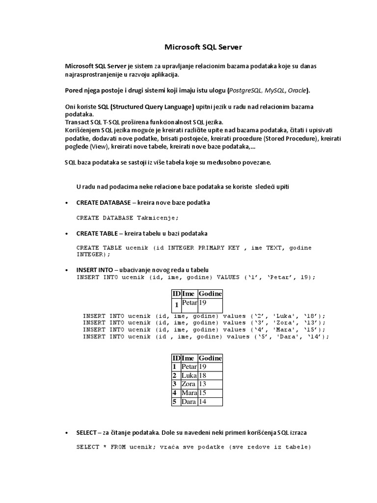 Microsoft SQL Server | PDF