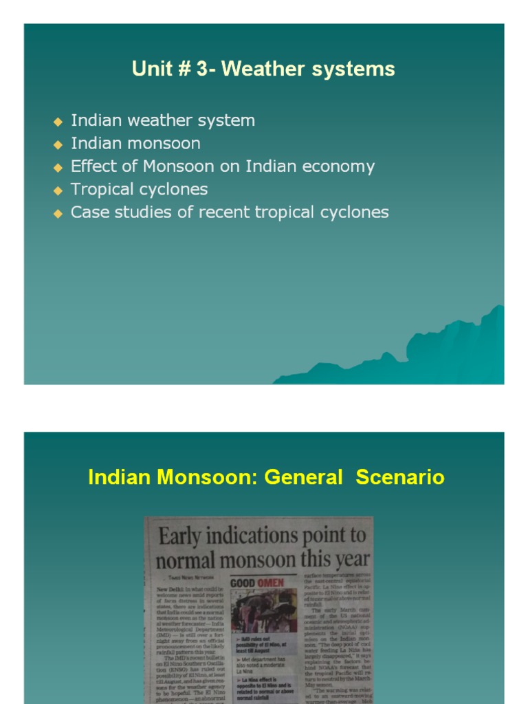 Unit 3 Unit 3 Weather Systems Weather Systems PDF Monsoon Weather