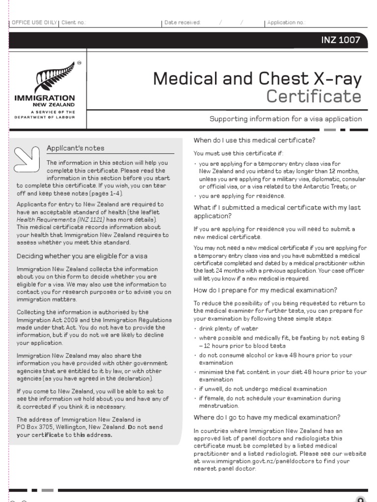Medical and Chest XRay Certificate PDF Travel Visa Physical