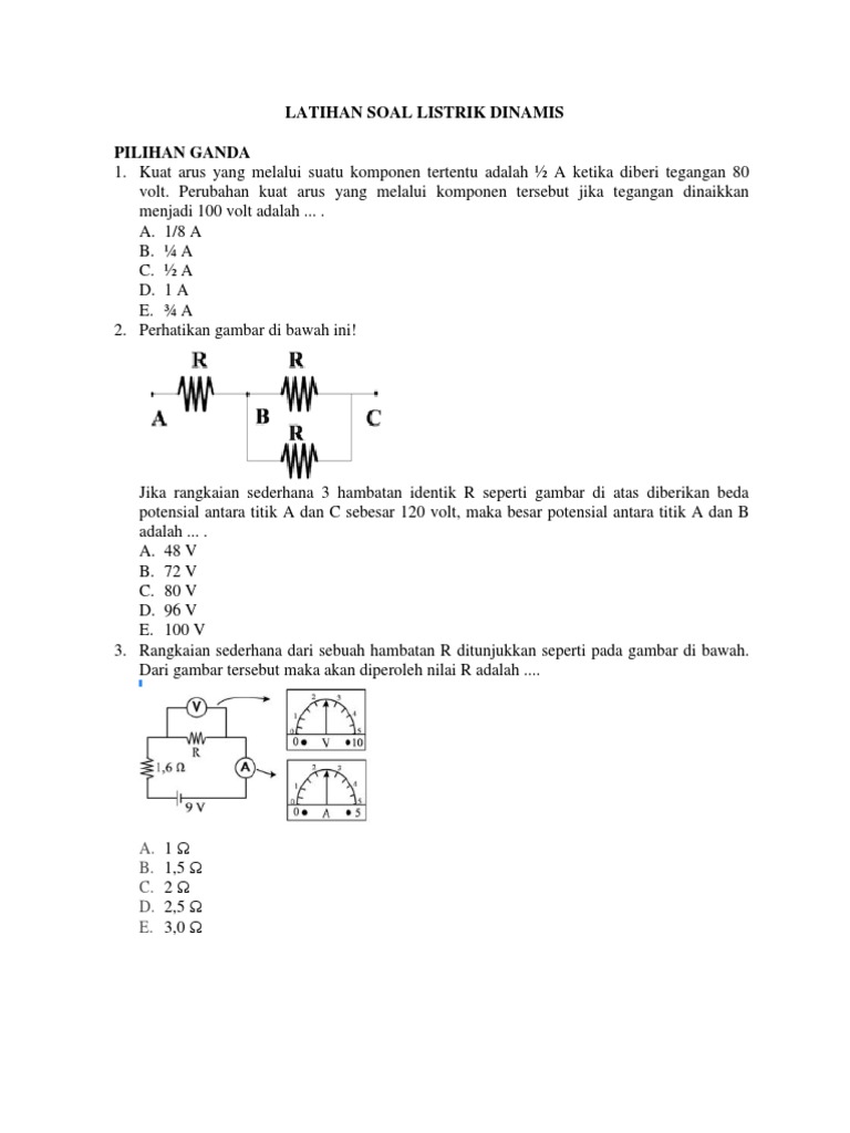 Latihan Soal Listrik Dinamis Kelas 12 | PDF