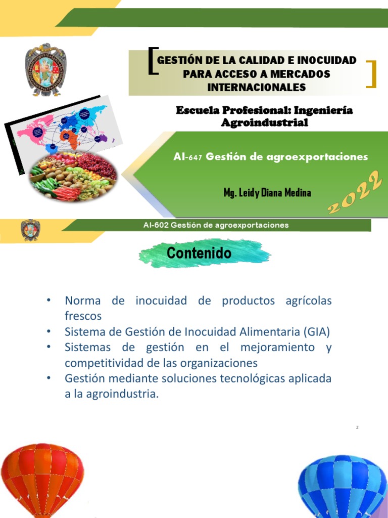 Tema 5 Gestion de La Calidad y Inocuidad Alimentaria | PDF ...