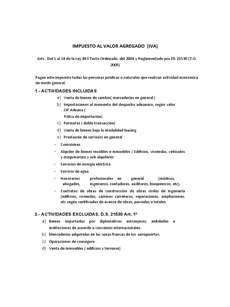 Guía Completa del IVA en Bolivia | PDF | Impuestos | Impuesto al valor ...