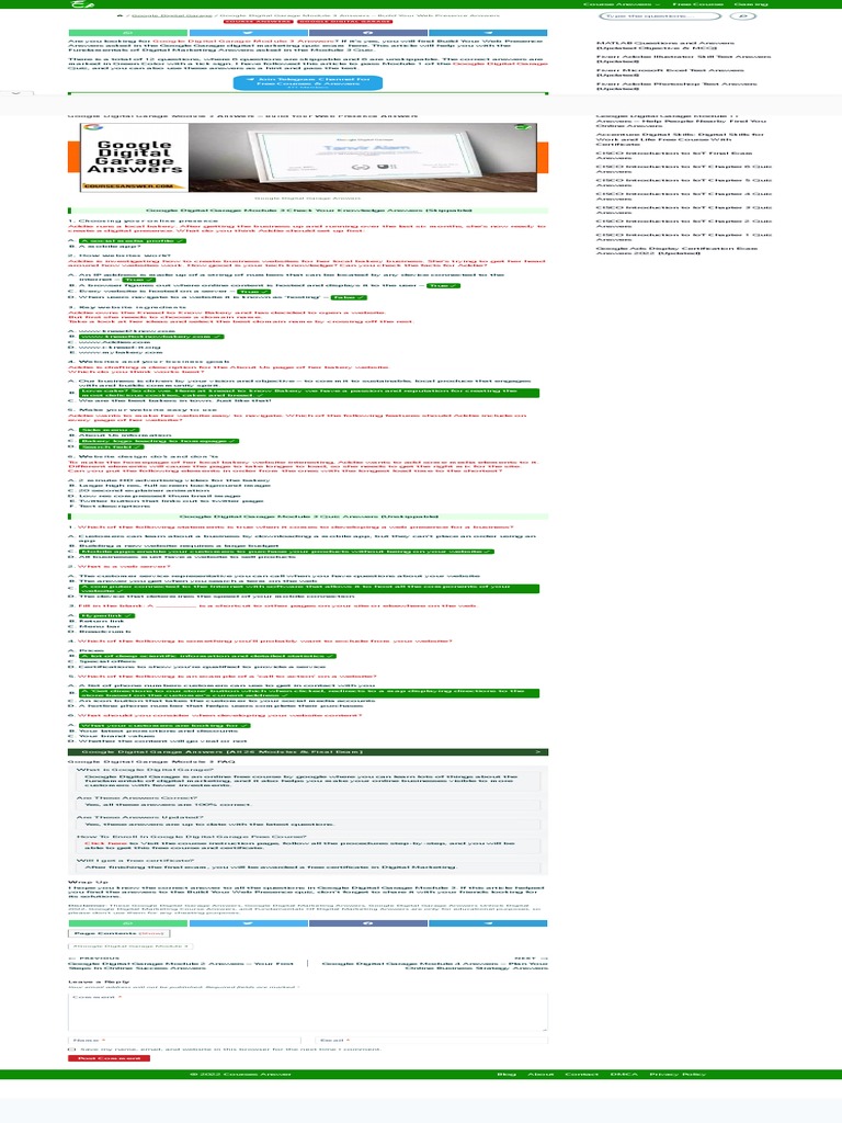 ᐈ Google Digital Garage Module 3 Answers Build Your  Presence