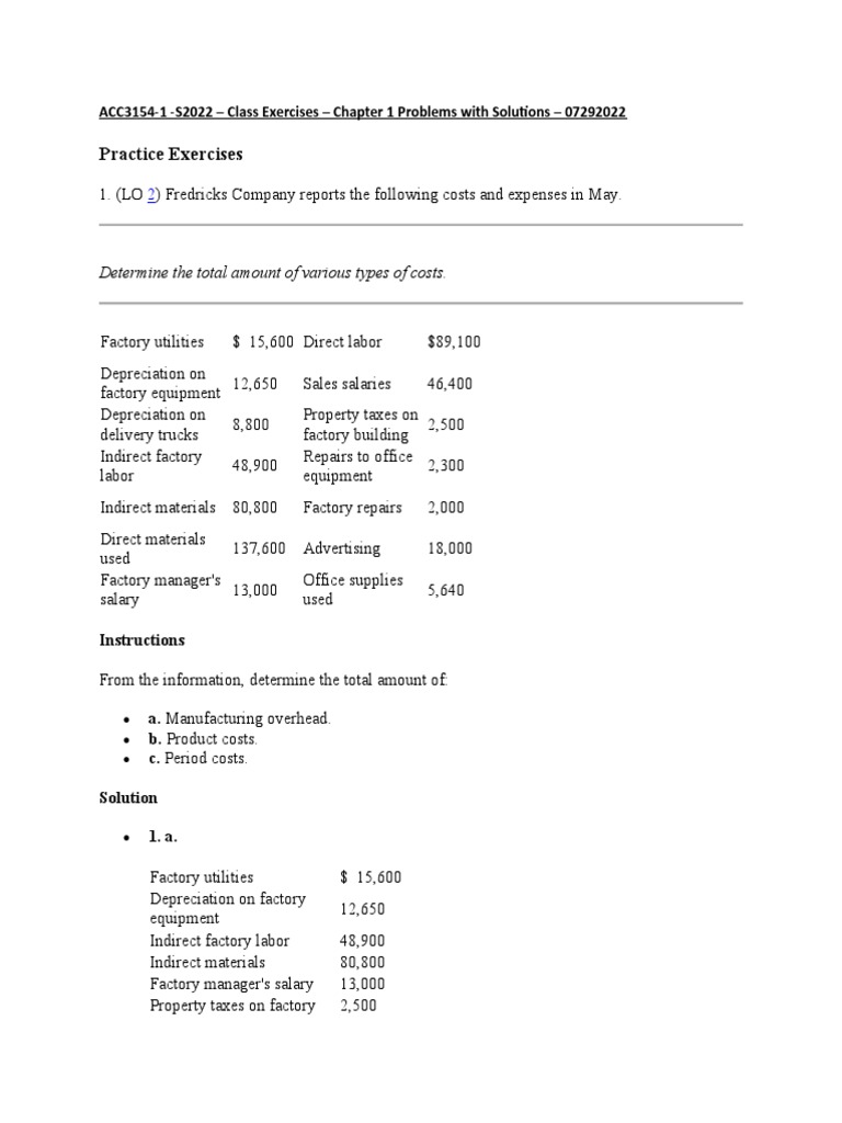 Test 1 Problems | PDF | Cost Of Goods Sold | Management Accounting