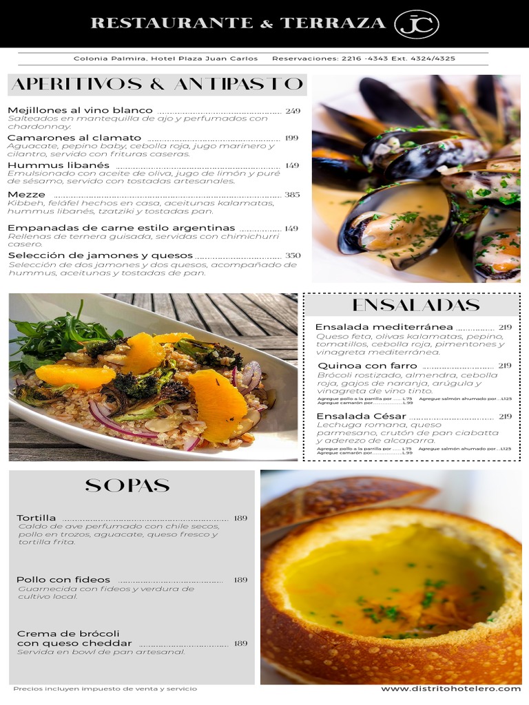 Menú Español | PDF | Cocina | Preparación de comida y bebida