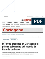 MTorres Presenta en Cartagena El Primer Submarino Del Mundo de Fibra de Carbono - La Opinión de Murcia