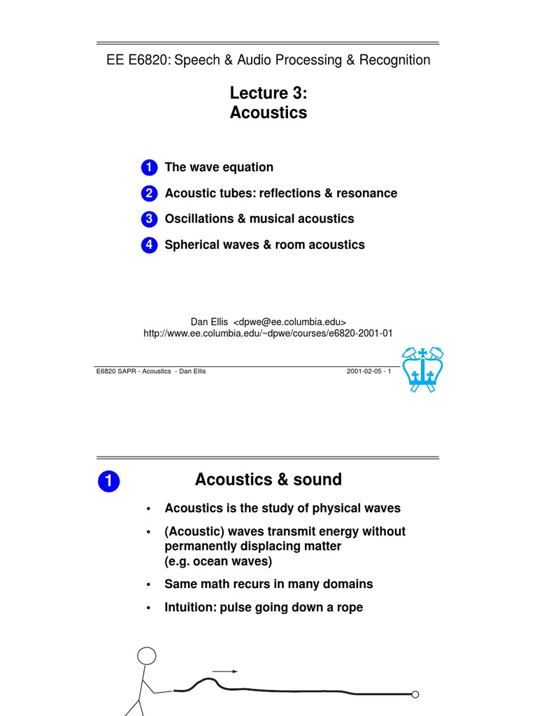 Acoustics in Speech & Audio Processing | PDF | Wave Equation | String ...