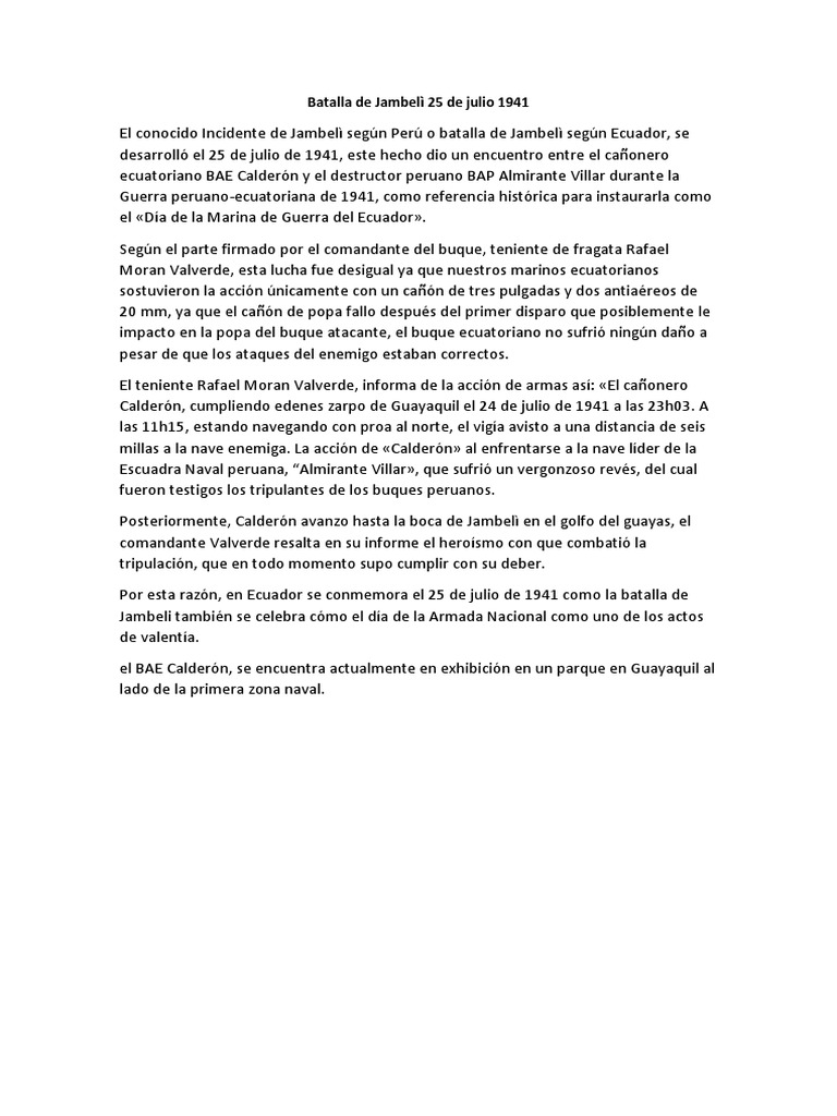 Batalla de Jambelì 25 de julio