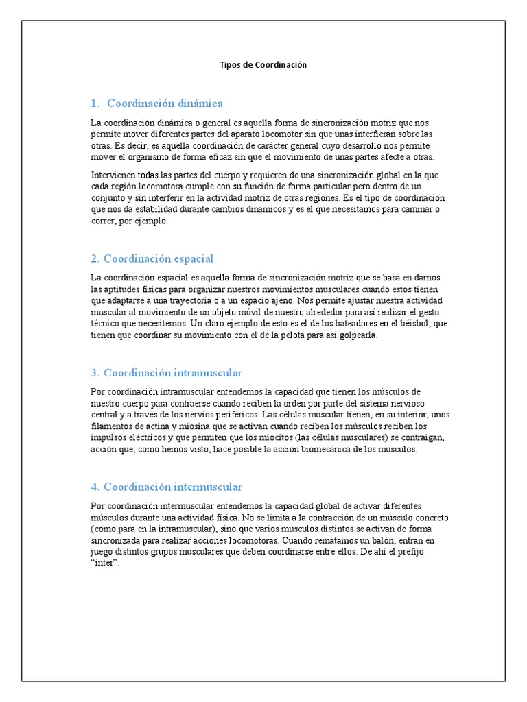 Tipos de Coordinación | PDF | Músculo esquelético | Anatomía