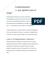 Qué Es El Mantenimiento Autónomo y Qué Significa para El TPM