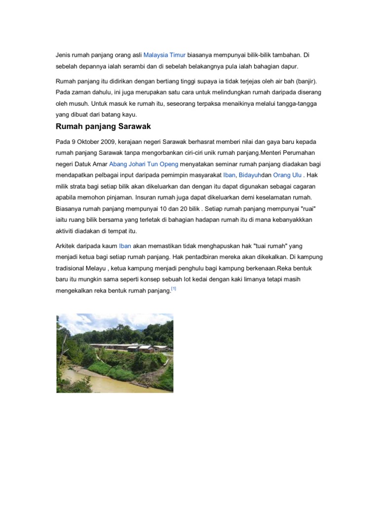 Jenis Rumah Panjang Orang Asli