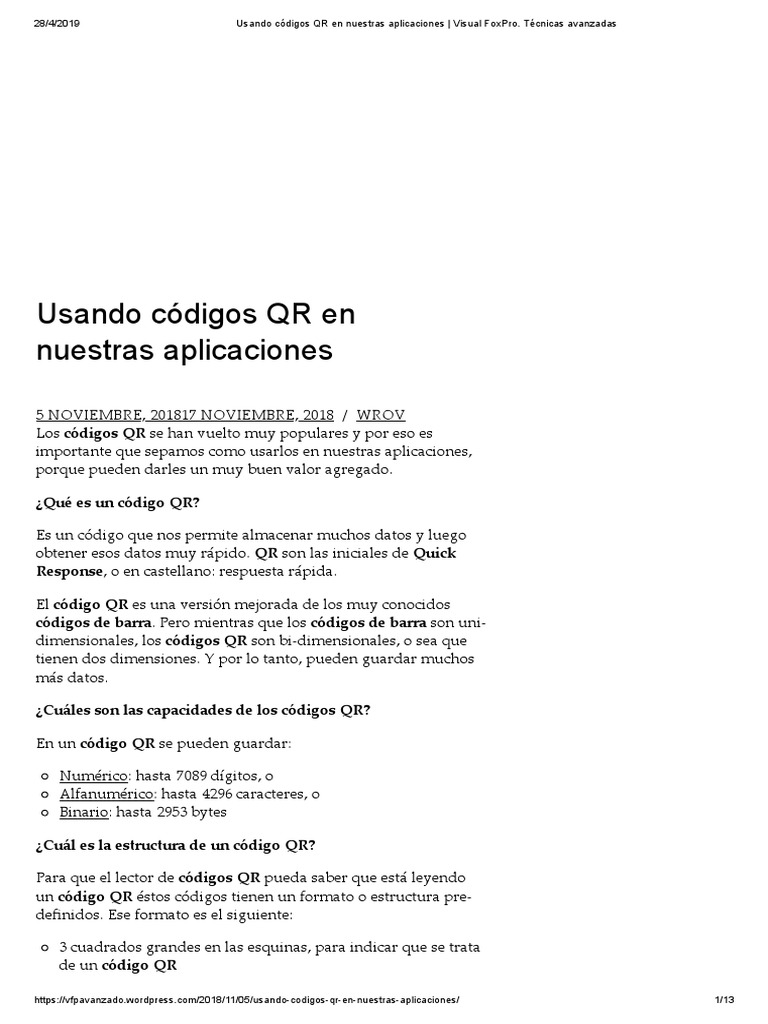 Usando Códigos QR en Visual FoxPro | PDF | Código QR | Teléfonos móviles
