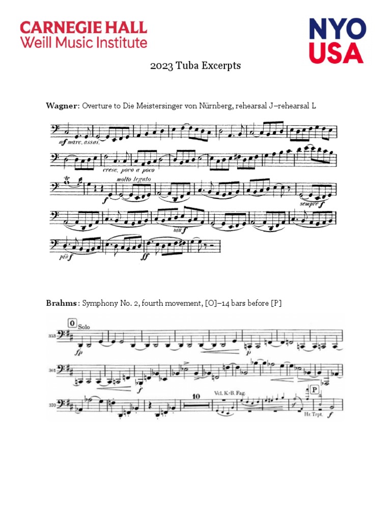 NYO Tuba Audition Excerpts PDF