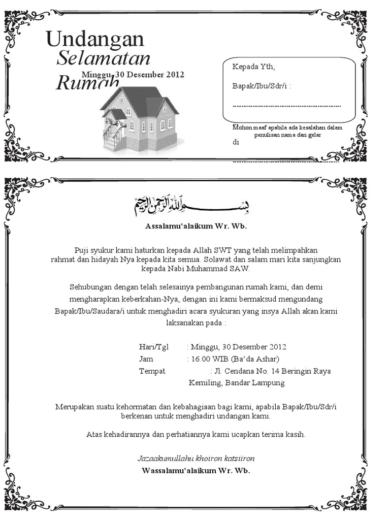 4 undangan selamatan rumah a4 dibagi 3 pdf