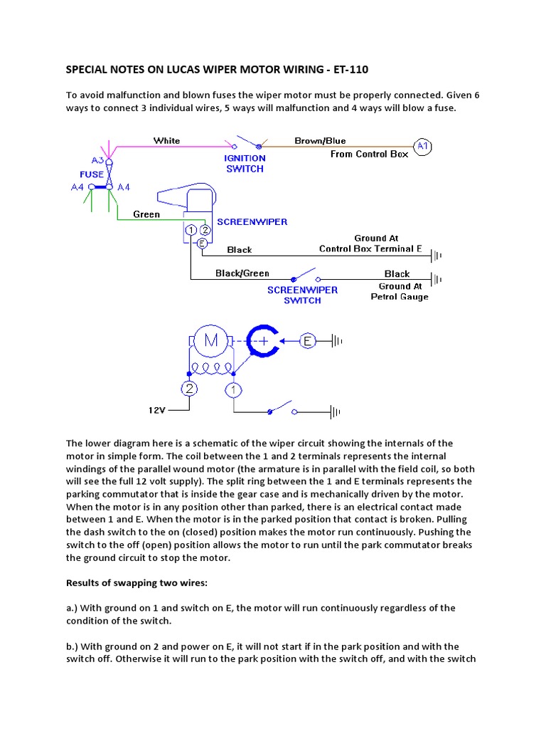 LUCAS WIPER MOTOR WIRING PDF Electric Motor Switch