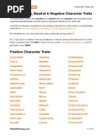 Character Traits for OCs: Positive & Negative | PDF | Psychology ...