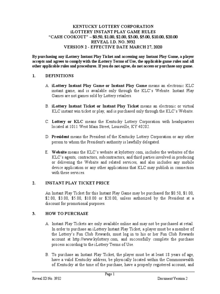 Cash Cookout Rules Concise Guidelines For Kentucky s 0 50 20 Instant