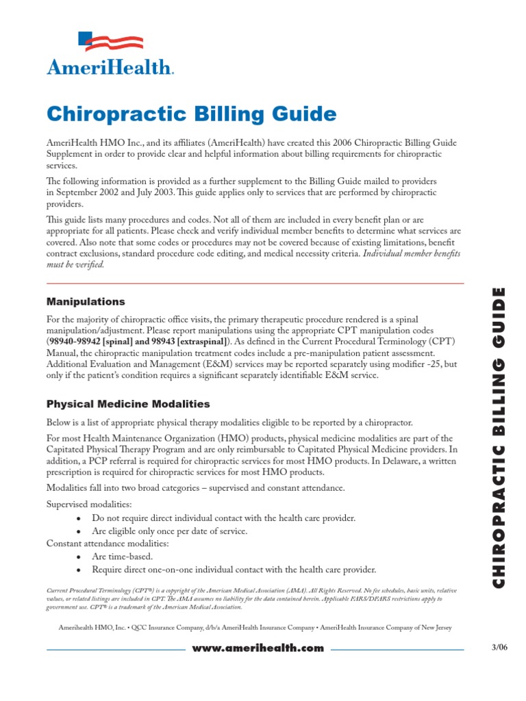 Ah Chiropractic Billing Guide Chiropractic American Medical